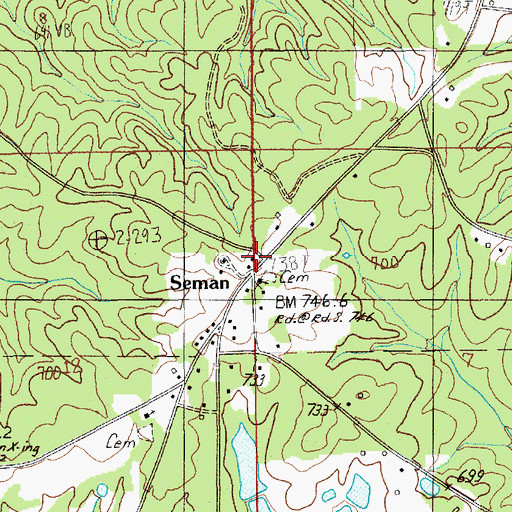 Topographic Map of Seman Church, AL
