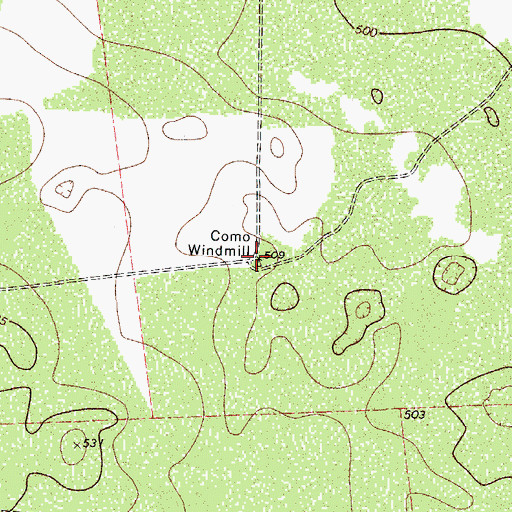 Topographic Map of Como Windmill, TX