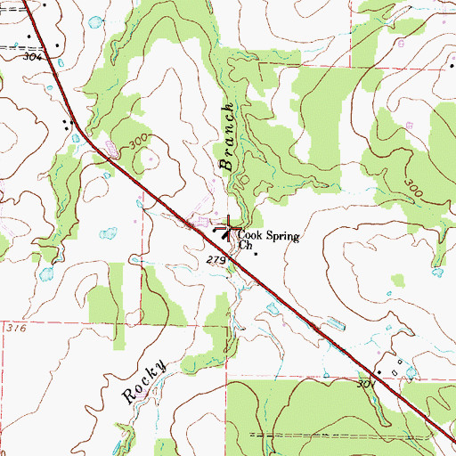 Topographic Map of Cook Spring Church, TX