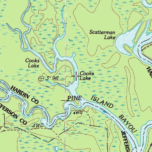 Topographic Map of Cooks Lake, TX