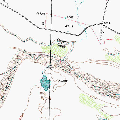 Topographic Map of Cooper Creek, TX
