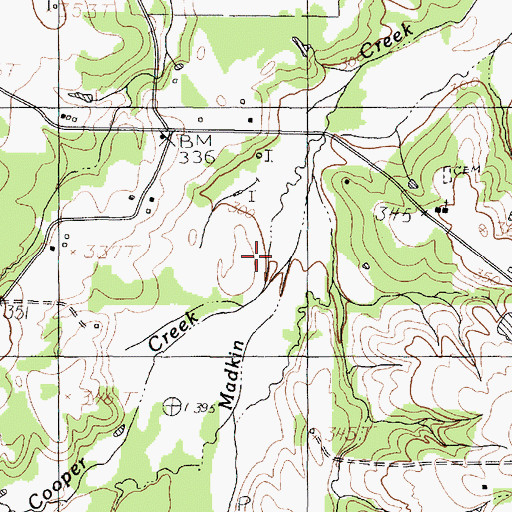 Topographic Map of Cooper Creek, TX