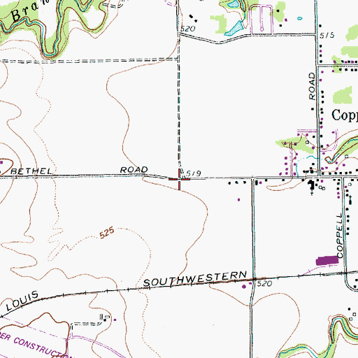 Topographic Map of Coppell, TX