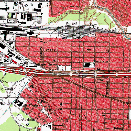 Topographic Map of Cottage Grove Park, TX