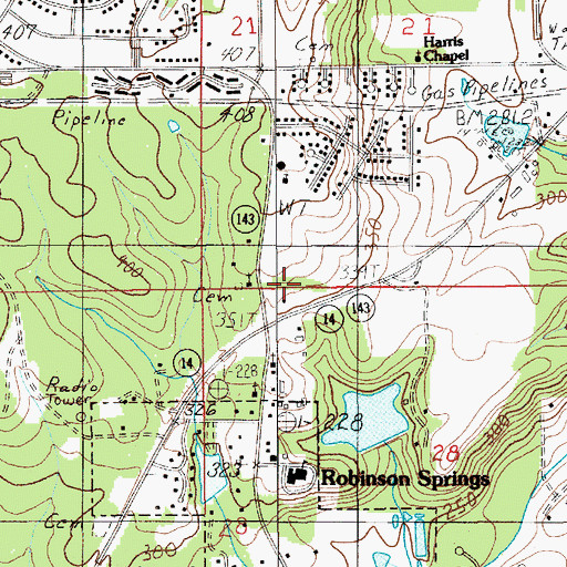 Topographic Map of Springfield, AL