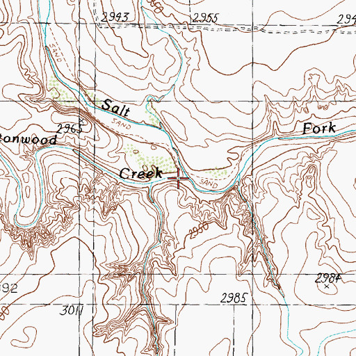 Topographic Map of Cottonwood Creek, TX
