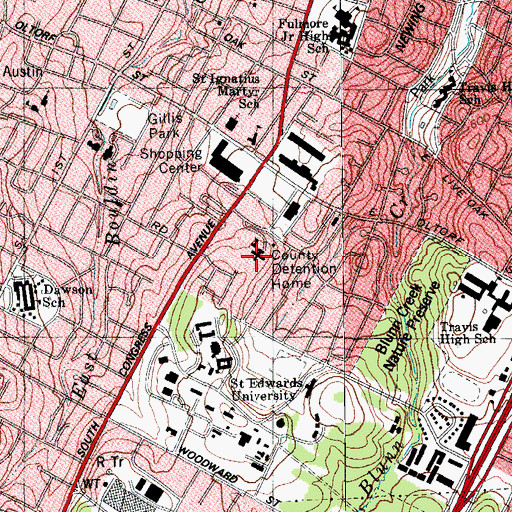 Topographic Map of County Detention Home, TX
