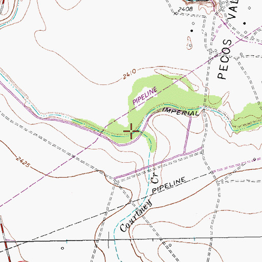 Topographic Map of Courtney Creek, TX