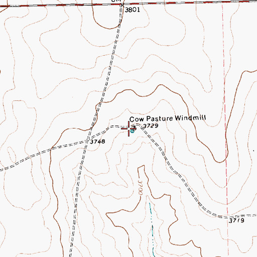 Topographic Map of Cow Pasture Windmill, TX
