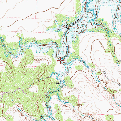 Topographic Map of Cox Creek, TX