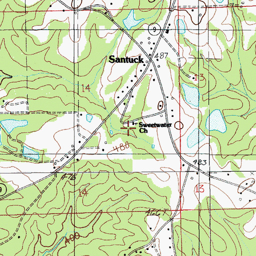Topographic Map of Sweetwater Church, AL