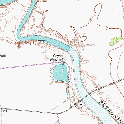 Topographic Map of Coyote Windmill, TX
