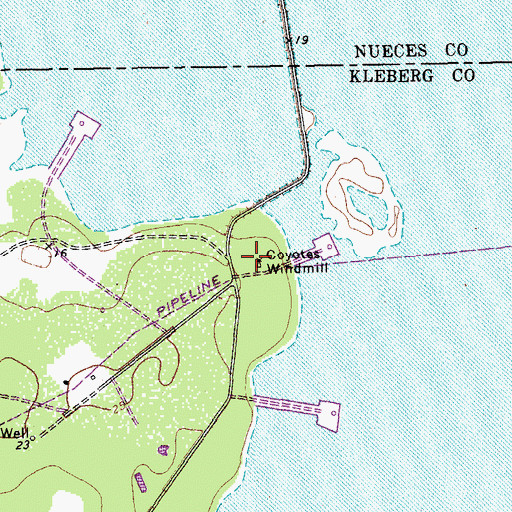 Topographic Map of Coyotes Windmill, TX