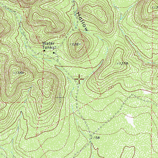 Topographic Map of Crane Hollow, TX