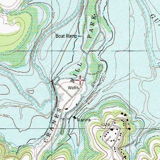 Topographic Map of Cranes Mill Park, TX