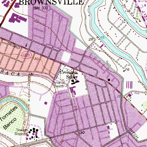 Topographic Map of Cromack School, TX