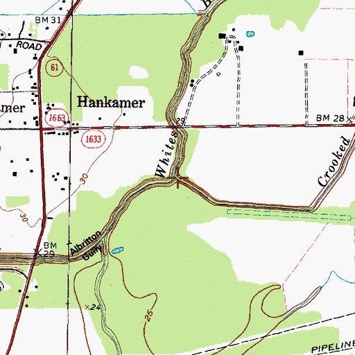 Topographic Map of Crooked Bayou, TX