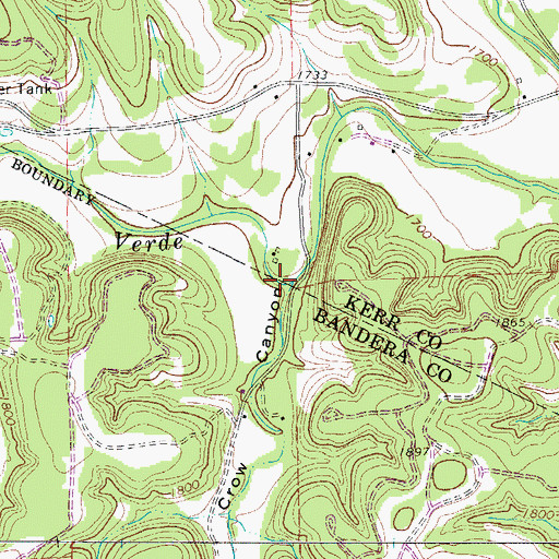 Topographic Map of Crow Canyon, TX