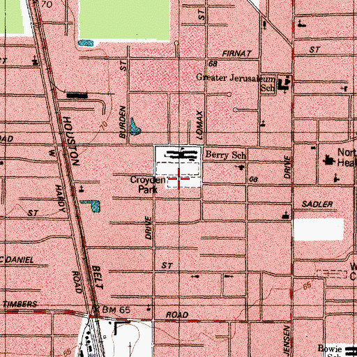 Topographic Map of Croyden Park, TX