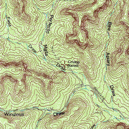 Topographic Map of Crump Ranch, TX
