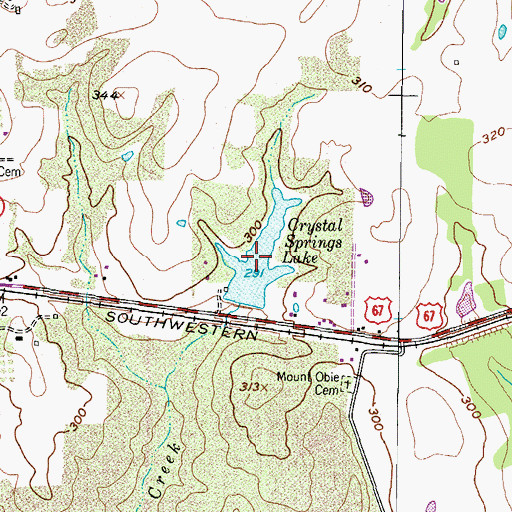 Topographic Map of Crystal Springs Lake, TX