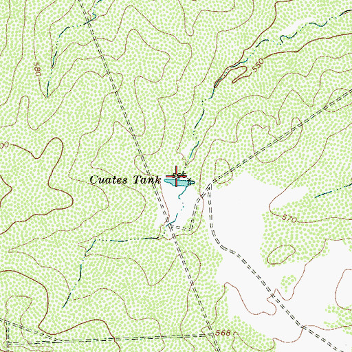 Topographic Map of Cuates Tank, TX