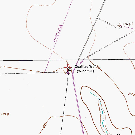 Topographic Map of Cuatites Well, TX