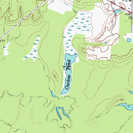 Topographic Map of Cuckoo Pond, TX