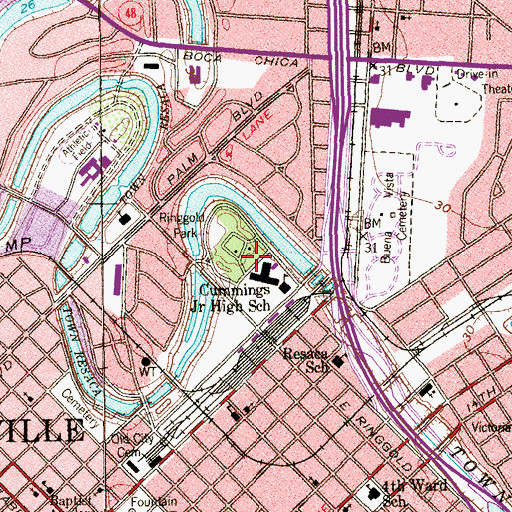 Topographic Map of Cummings Middle School, TX