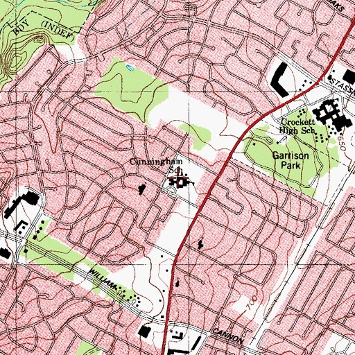 Topographic Map of Cunningham School, TX