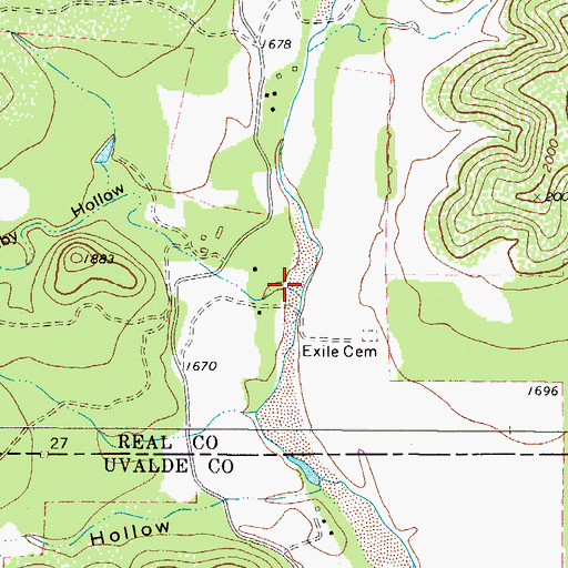 Topographic Map of Daliby Hollow, TX