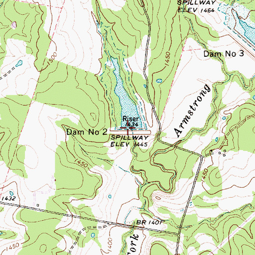 Topographic Map of Dam Number 2, TX