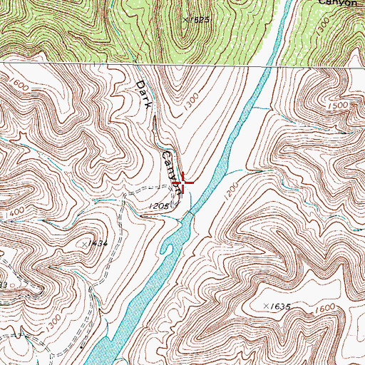 Topographic Map of Dark Canyon, TX