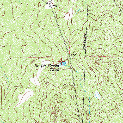 Topographic Map of De La Garza Tank, TX