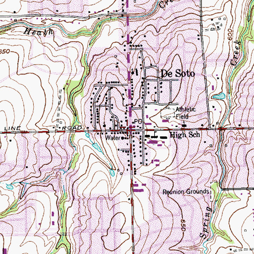 Topographic Map of DeSoto, TX