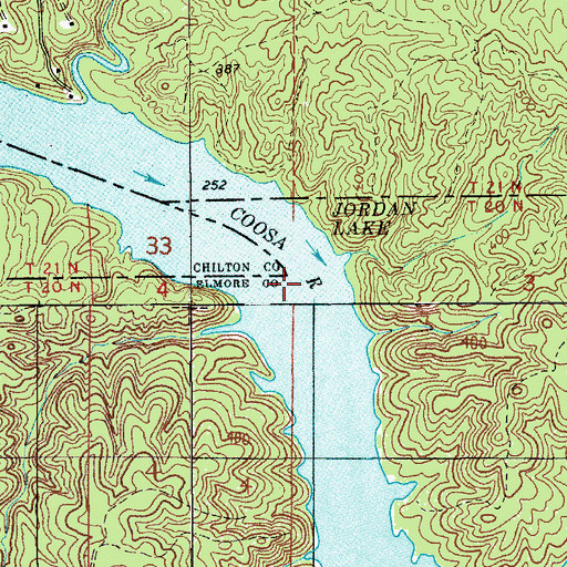 Topographic Map of Thompsons Old Ferry (historical), AL