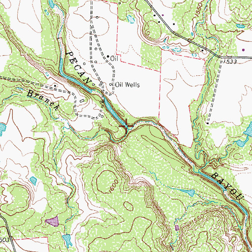 Topographic Map of Deadman Branch, TX