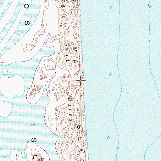 Topographic Map of Del Mar Beach, TX