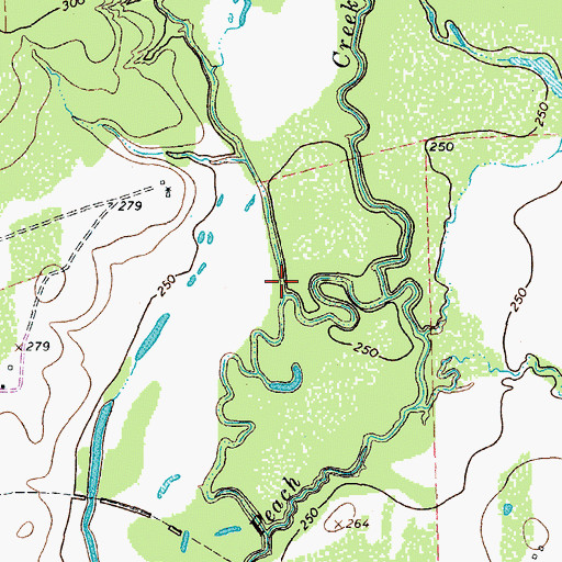 Topographic Map of Denton Creek, TX