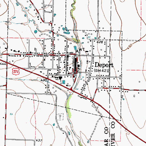 Topographic Map of Deport, TX