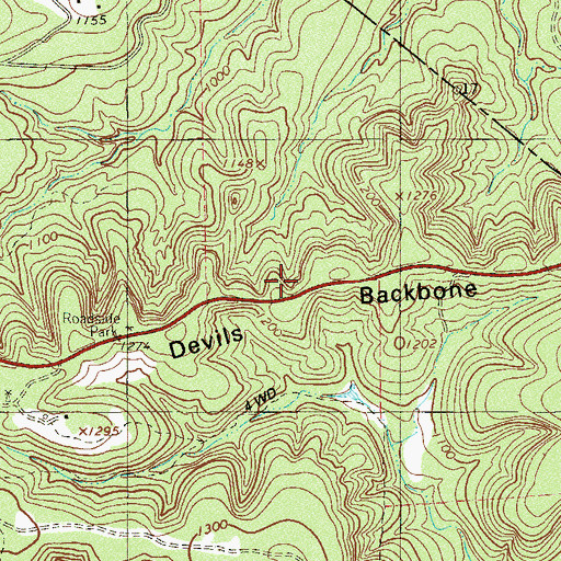 Topographic Map of Devils Backbone, TX