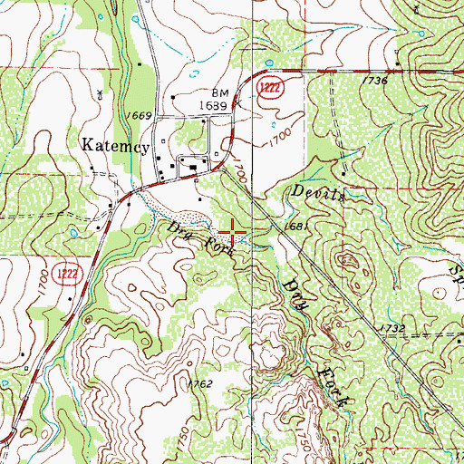 Topographic Map of Devils Spring, TX