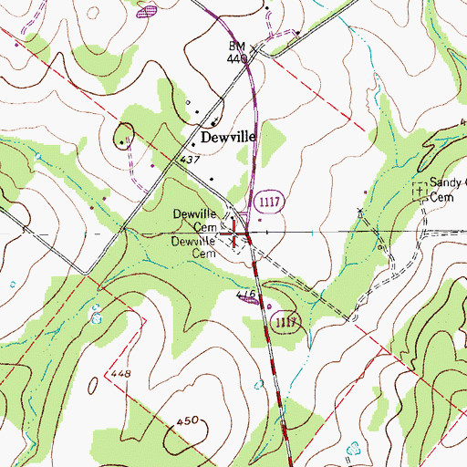 Topographic Map of Dewville Cemetery, TX