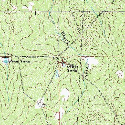 Topographic Map of Diller Tank, TX
