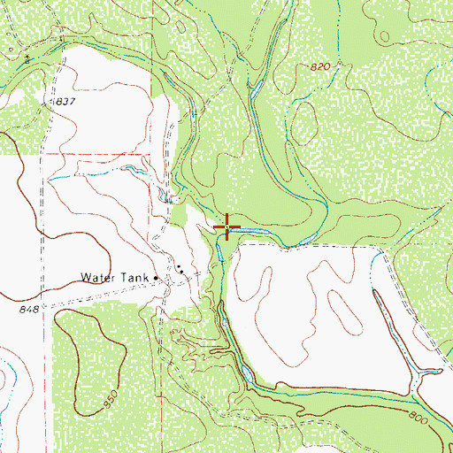 Topographic Map of Dinner Creek, TX