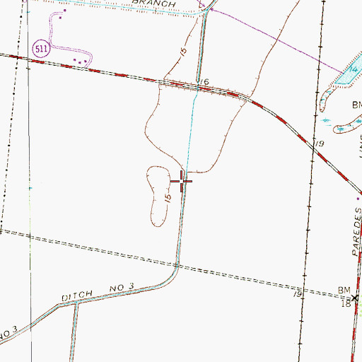 Topographic Map of Ditch Number Three, TX