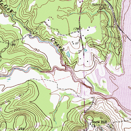 Topographic Map of Dobbins Creek, TX
