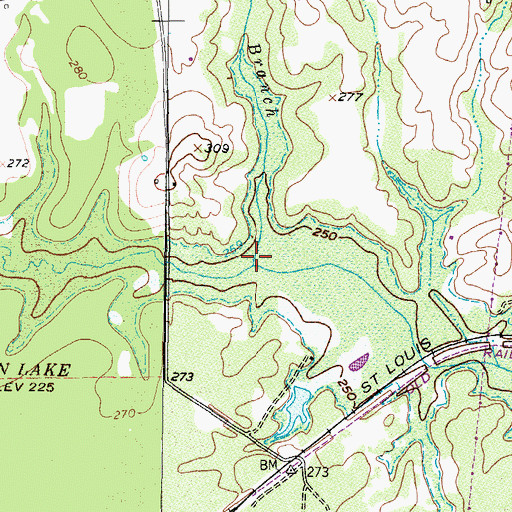 Topographic Map of Dody Branch, TX