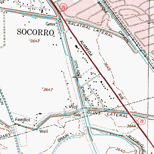 Topographic Map of Dolan Drain, TX