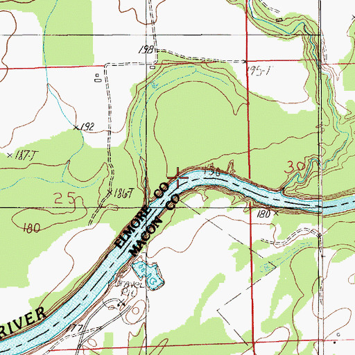 Topographic Map of Tysonville Ferry (historical), AL